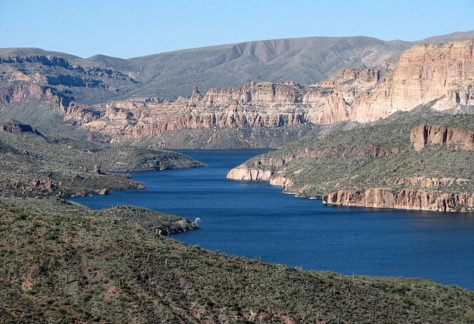 view of apache lake and the canyon it carved