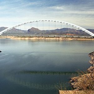 View of the bridge spanning part of Roosevelt lake